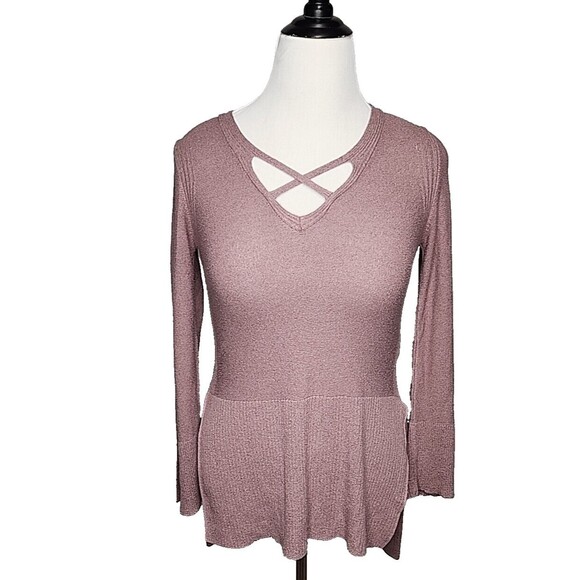 Free People Sweater Crisscross Tunic Long Sleeve Knit Purple Size XS - Picture 3 of 8